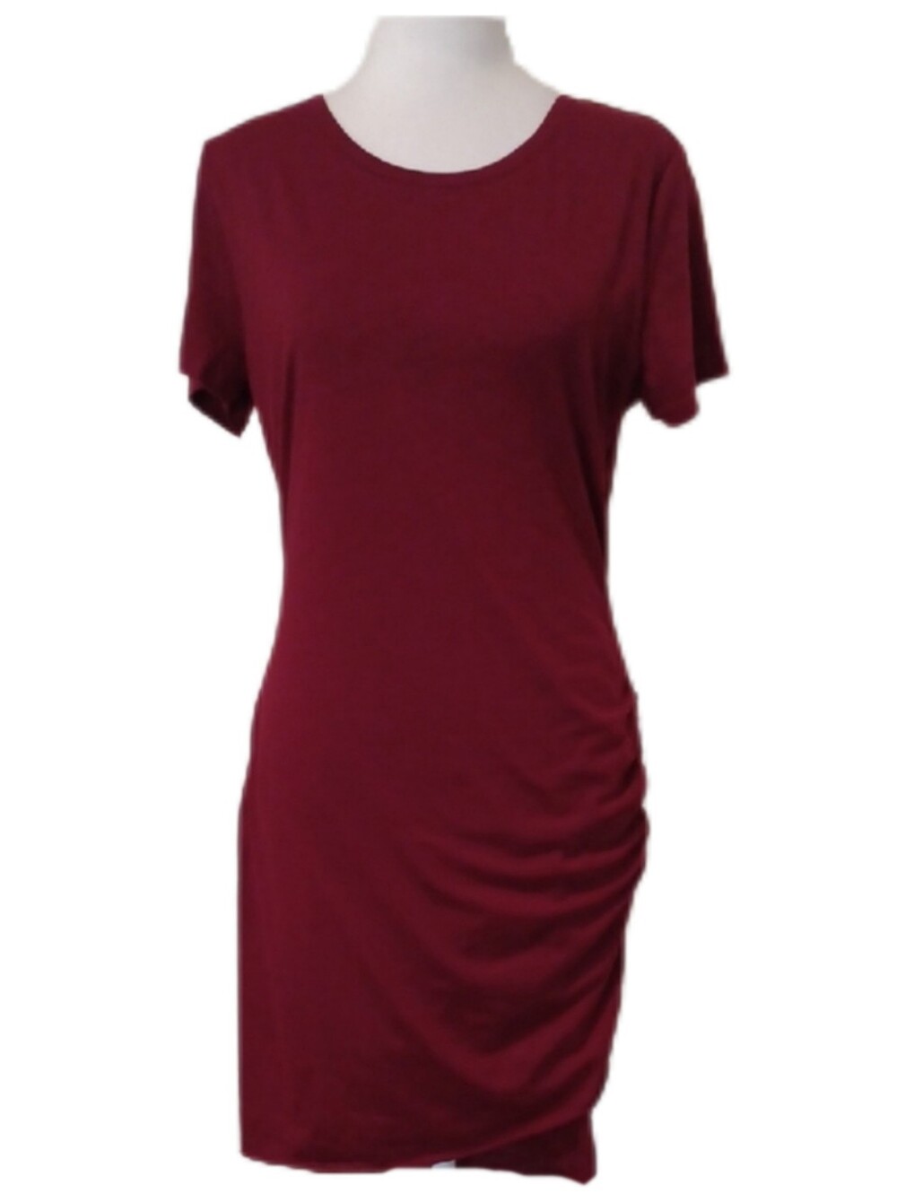 × BTFBM Short Sleeve T-Shirt Dress in Burgundy